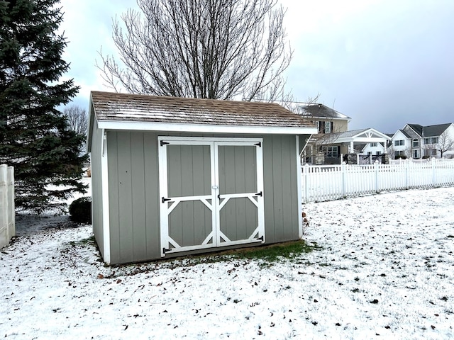 view of snow covered structure