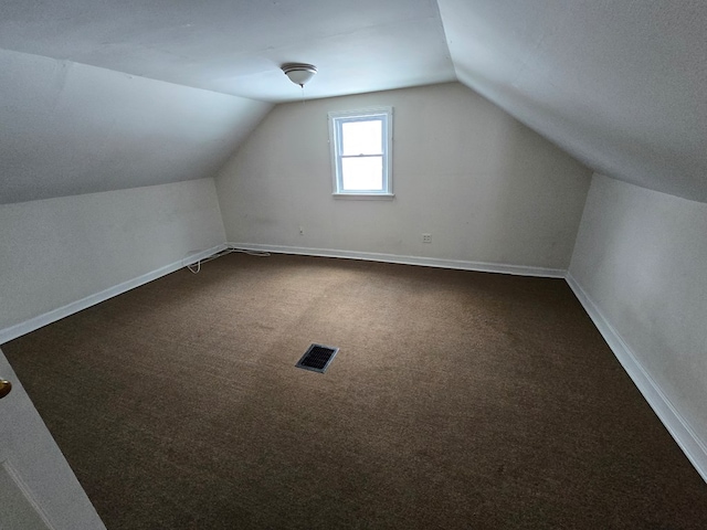 additional living space featuring carpet flooring and vaulted ceiling