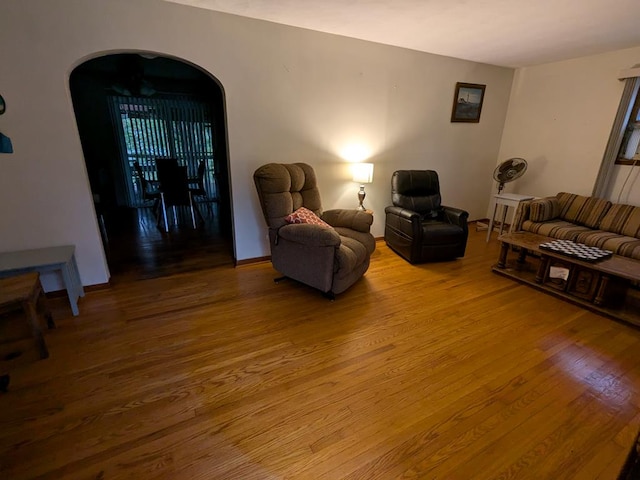 living room with wood-type flooring