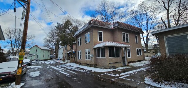 view of snow covered exterior