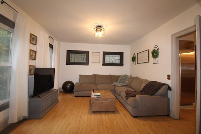 living room featuring light hardwood / wood-style flooring