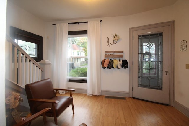 interior space with light hardwood / wood-style flooring and plenty of natural light