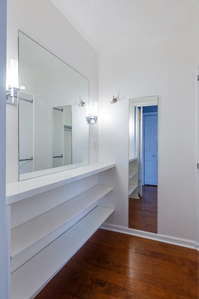 bathroom featuring wood-type flooring