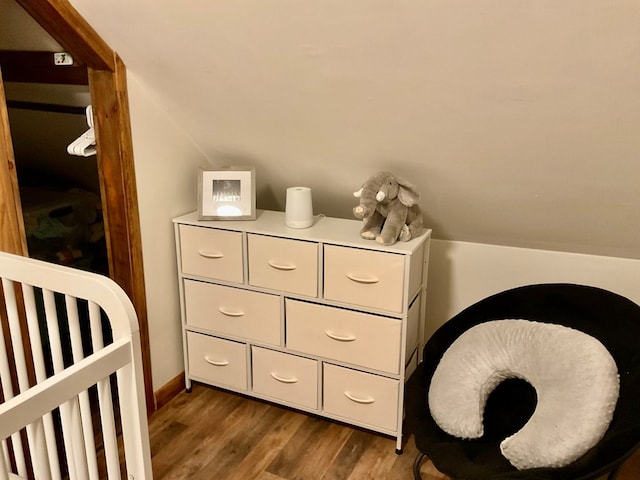 bedroom with hardwood / wood-style flooring