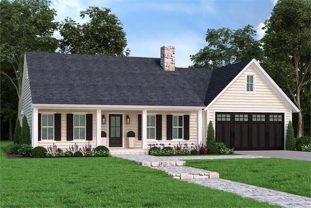 cape cod-style house featuring covered porch and a front yard