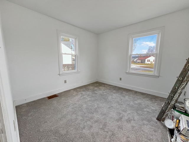 carpeted empty room featuring a wealth of natural light