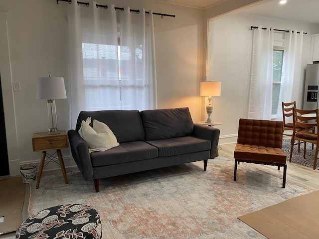 living room featuring light hardwood / wood-style flooring