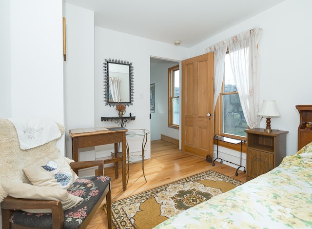 bedroom featuring light wood-type flooring