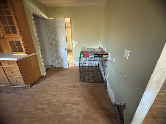 corridor featuring hardwood / wood-style floors