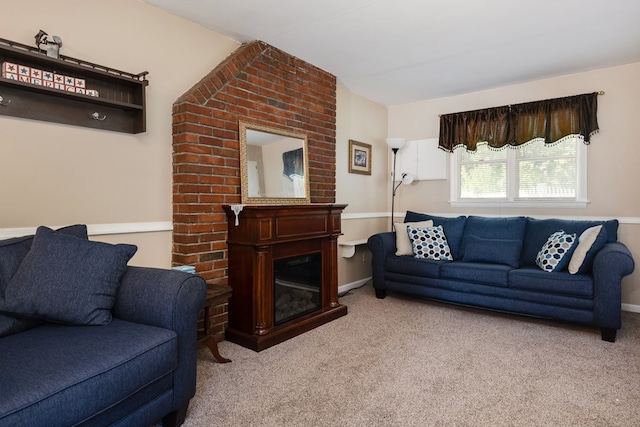 living room with light colored carpet