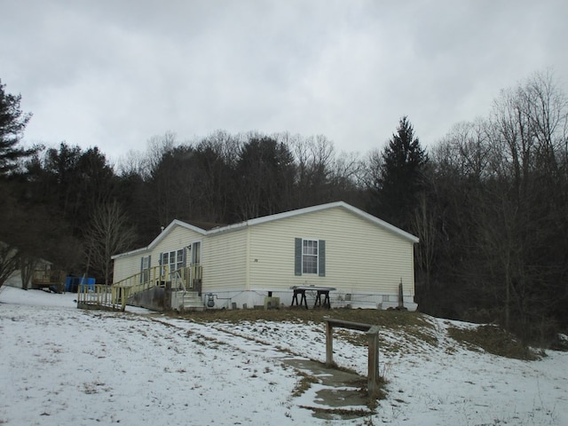 view of snowy exterior