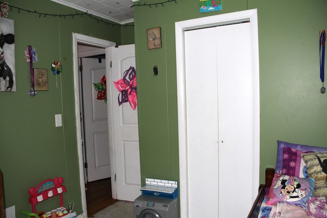 bedroom featuring wood-type flooring