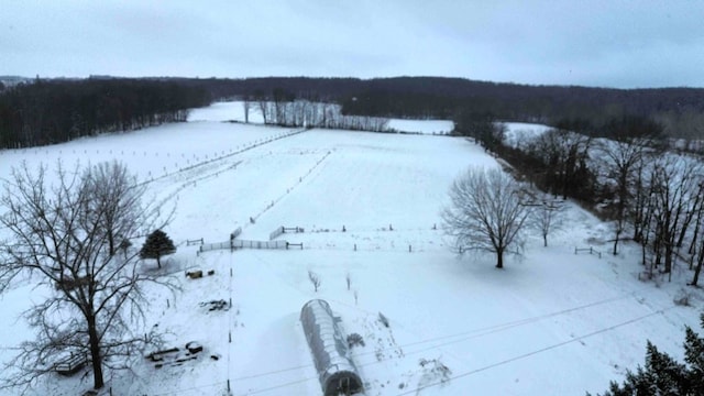 view of yard layered in snow