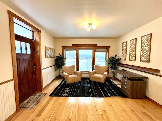 sitting room with light hardwood / wood-style flooring