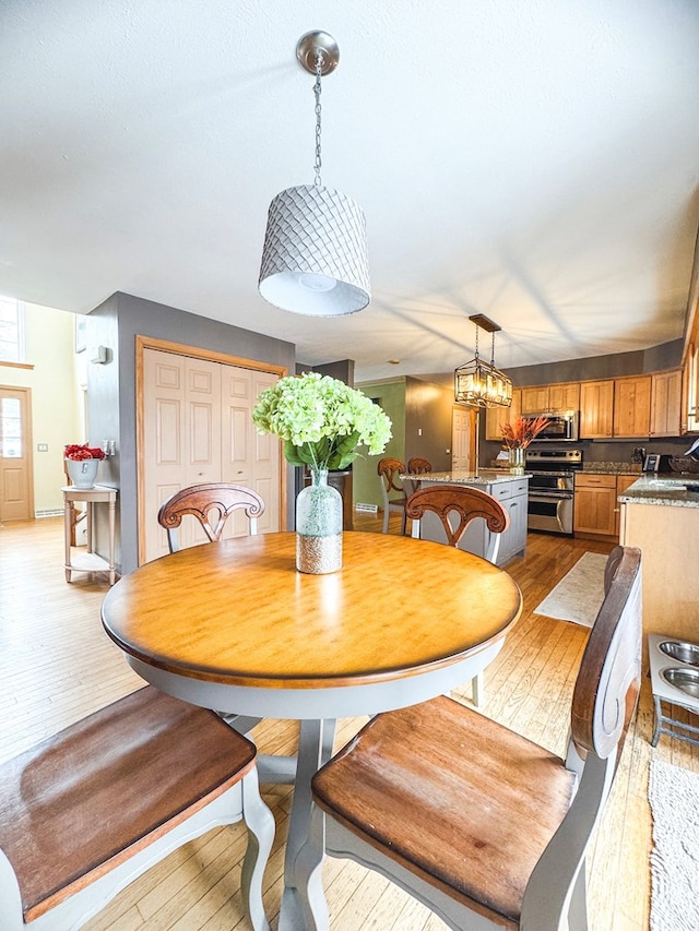 dining room with light hardwood / wood-style flooring