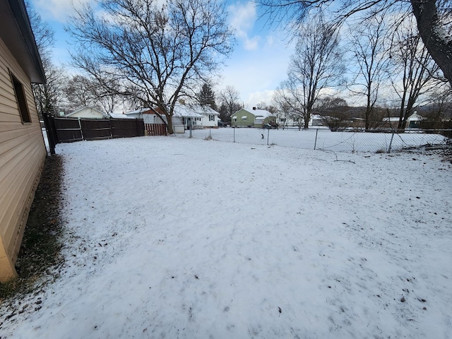 view of yard covered in snow