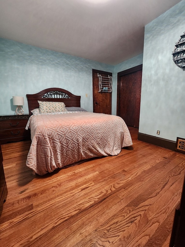 bedroom with hardwood / wood-style floors