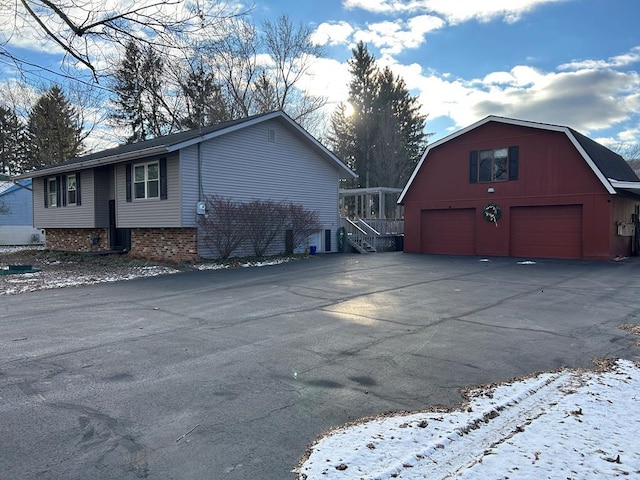 view of snow covered property