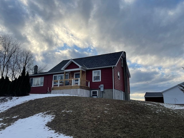 view of front of house featuring a deck