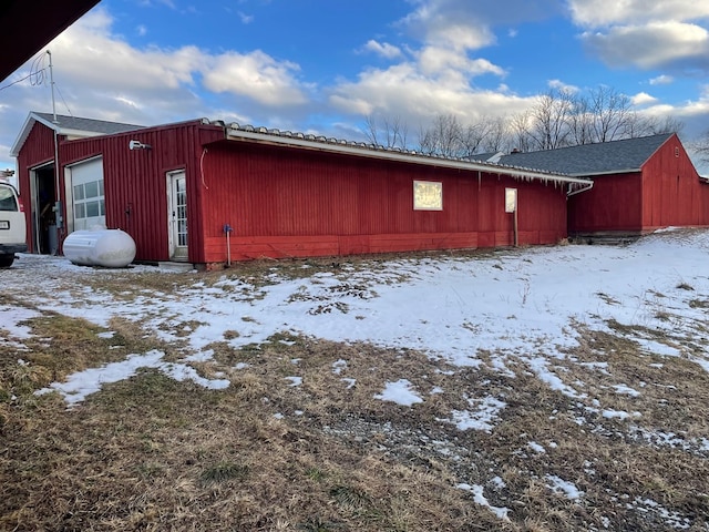 view of snow covered exterior