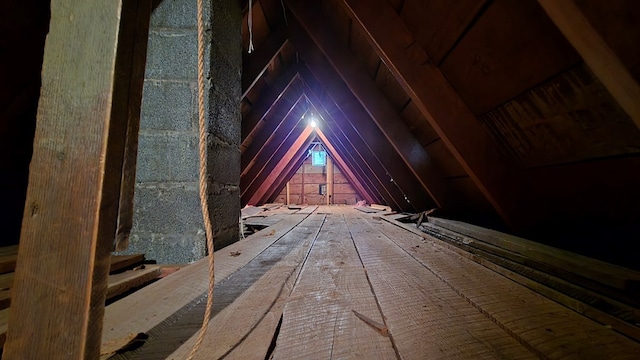 view of unfinished attic