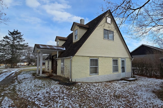 view of snow covered exterior