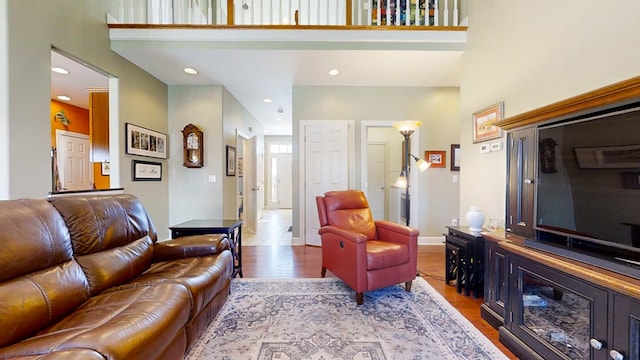 living room with light hardwood / wood-style floors