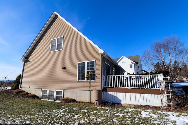 view of snow covered exterior