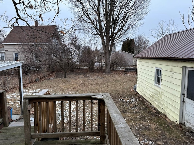 view of yard featuring a wooden deck