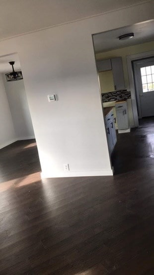 empty room with dark wood-type flooring