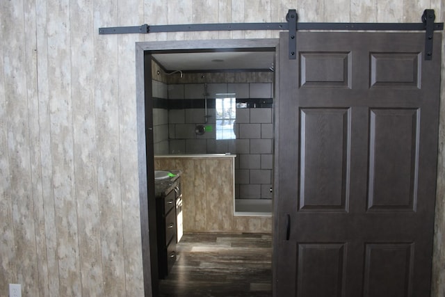 bathroom featuring wood-type flooring