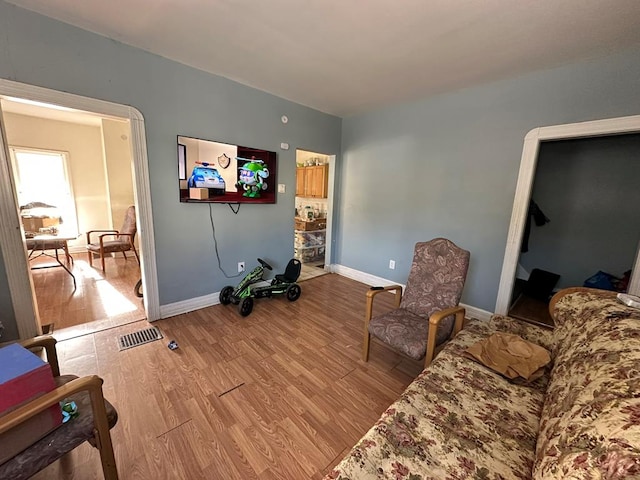 living room with wood-type flooring