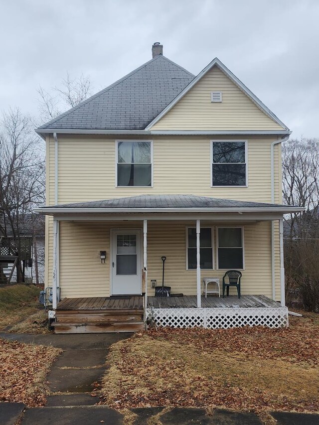 view of front of home featuring covered porch