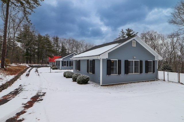 view of snow covered exterior