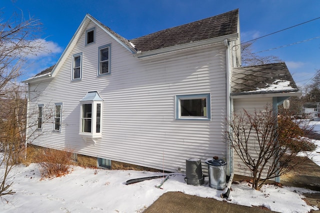 view of snow covered exterior