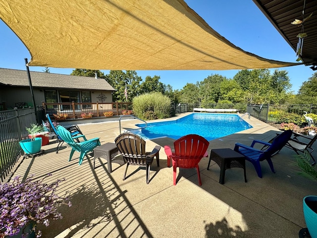 view of swimming pool with a patio