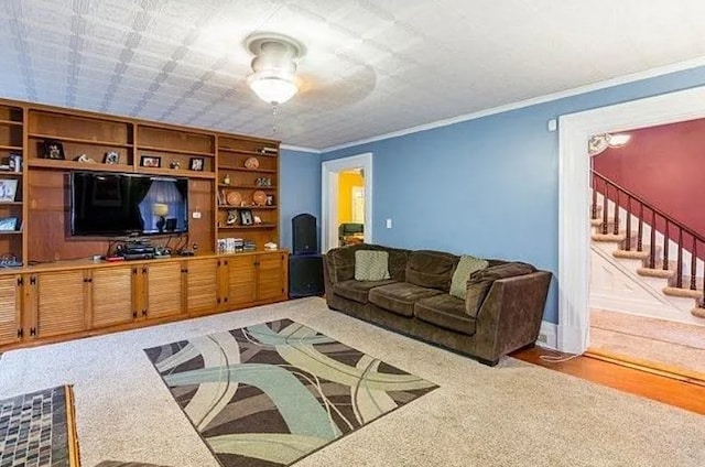 living room featuring ornamental molding