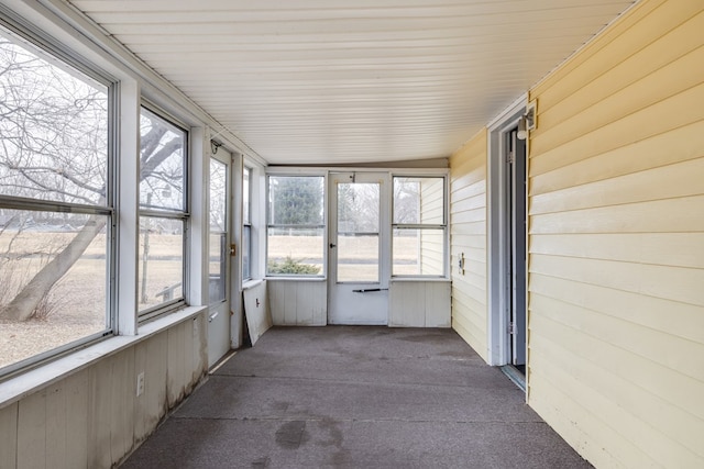 view of unfurnished sunroom