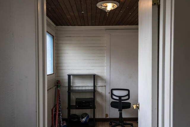 office featuring wood ceiling