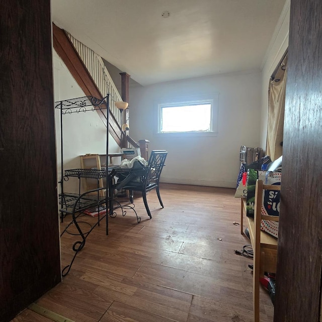 dining area featuring wood-type flooring