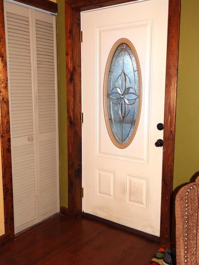 foyer entrance featuring dark wood-type flooring