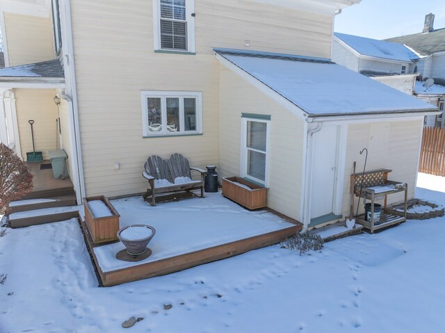 view of snow covered property