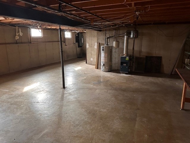 basement with water heater