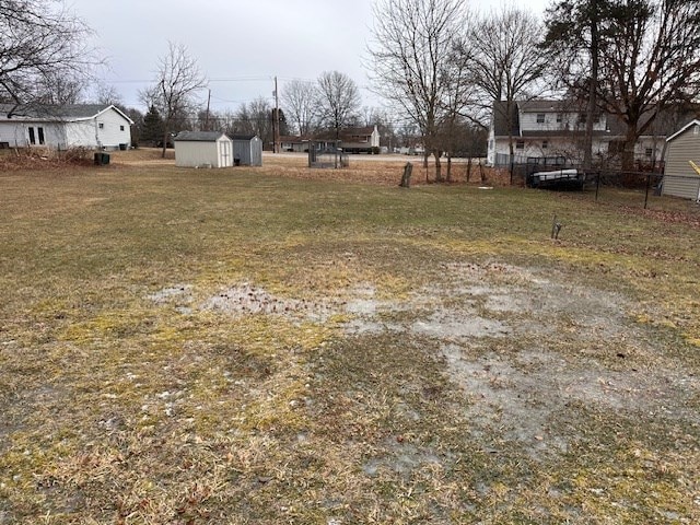 view of yard with a storage unit