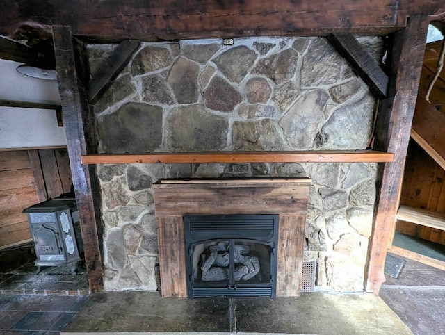 details featuring a wood stove