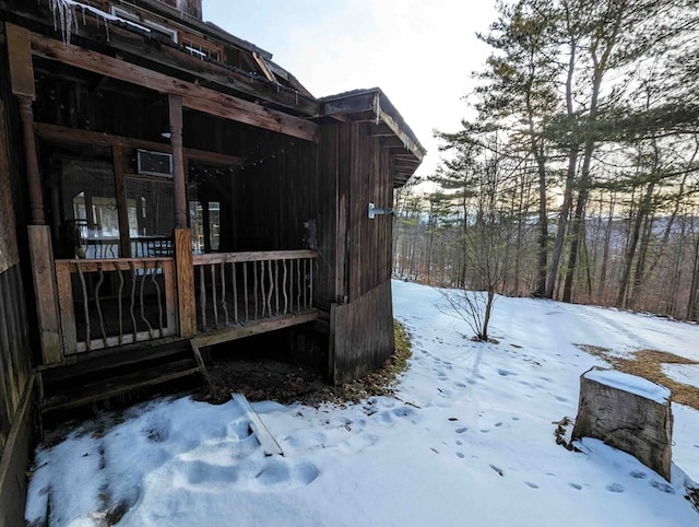 view of snow covered exterior