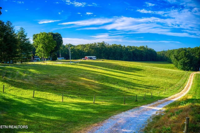 view of property's community with a yard and a rural view