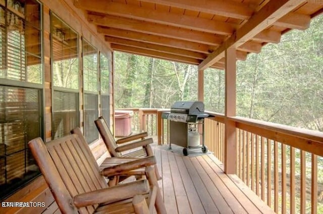 deck featuring area for grilling