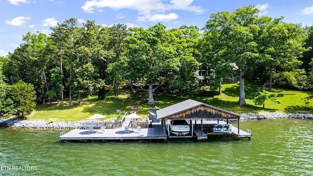 dock area featuring a water view