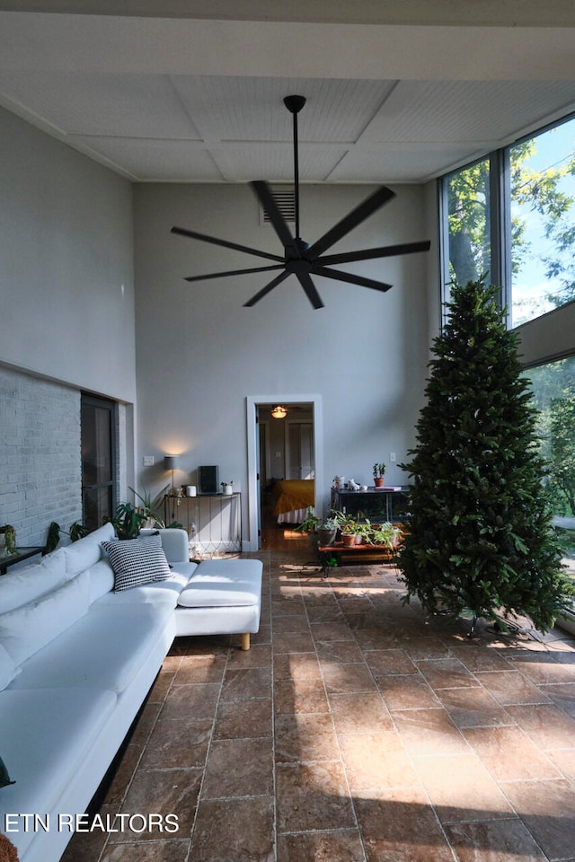 view of patio / terrace featuring an outdoor living space and ceiling fan